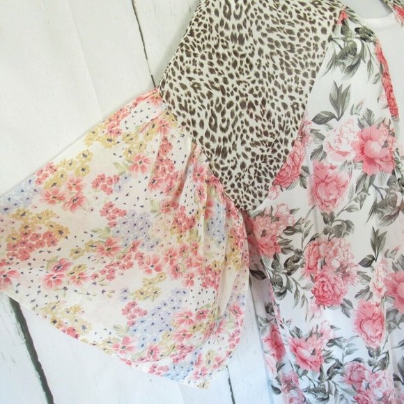 Umgee Kimono Floral Animal Print Boho Peasant Plus - Picture 5 of 8